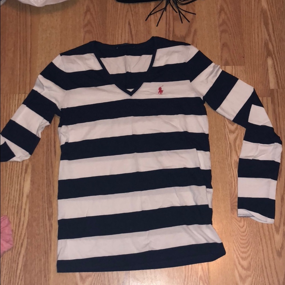 Navy and white striped Ralph Lauren T-shirt